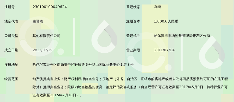 哈尔滨中源典当